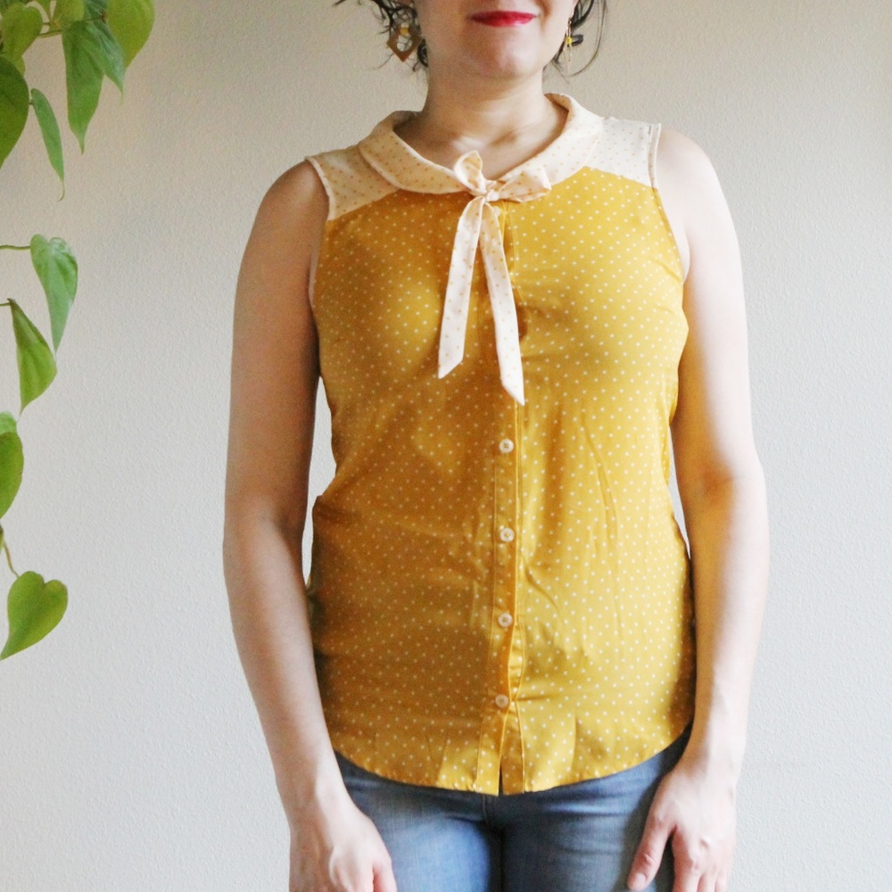 Modcloth polka dot button down blouse